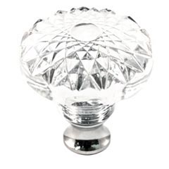 Cal Crystal [M993-US10B] Crystal Cabinet Knob - Clear - Flat Round w/ Textured Top - Oil Rubbed Bronze Stem - 1 3/8" Dia.