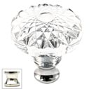 Cal Crystal [M993-US14] Crystal Cabinet Knob - Clear - Flat Round w/ Textured Top - Polished Nickel Stem - 1 3/8&quot; Dia.