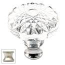 Cal Crystal [M993-US15] Crystal Cabinet Knob - Clear - Flat Round w/ Textured Top - Satin Nickel Stem - 1 3/8" Dia.