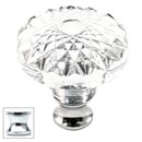 Cal Crystal [M993-US26] Crystal Cabinet Knob - Clear - Flat Round w/ Textured Top - Polished Chrome Stem - 1 3/8" Dia.