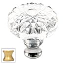 Cal Crystal [M993-US4] Crystal Cabinet Knob - Clear - Flat Round w/ Textured Top - Satin Brass Stem - 1 3/8" Dia.