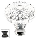 Cal Crystal [M993-US5] Crystal Cabinet Knob - Clear - Flat Round w/ Textured Top - Antique Brass Stem - 1 3/8" Dia.