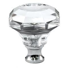 Cal Crystal [M994-US10B] Crystal Cabinet Knob - Clear - Octagonal w/ Concave Face - Oil Rubbed Bronze Stem - 1 1/4&quot; Dia.