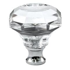 Cal Crystal [M994-US14] Crystal Cabinet Knob - Clear - Octagonal w/ Concave Face - Polished Nickel Stem - 1 1/4&quot; Dia.