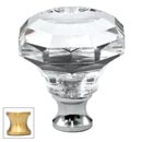 Cal Crystal [M994-US4] Crystal Cabinet Knob - Clear - Octagonal w/ Concave Face - Satin Brass Stem - 1 1/4&quot; Dia.