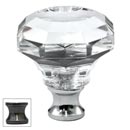 Cal Crystal [M994-US5] Crystal Cabinet Knob - Clear - Octagonal w/ Concave Face - Antique Brass Stem - 1 1/4" Dia.
