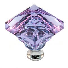 Cal Crystal [M995-ALEX-US15A] Crystal Cabinet Knob - Alexandrite - Pyramid - Pewter Stem - 1 1/4&quot; Sq.