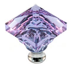 Cal Crystal [M995-ALEX-US4] Crystal Cabinet Knob - Alexandrite - Pyramid - Satin Brass Stem - 1 1/4&quot; Sq.