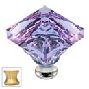 Cal Crystal [M995-ALEX-US4] Crystal Cabinet Knob - Alexandrite - Pyramid - Satin Brass Stem - 1 1/4" Sq.