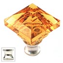 Cal Crystal [M995-AMBER-US14] Crystal Cabinet Knob - Amber - Pyramid - Polished Nickel Stem - 1 1/4" Sq.