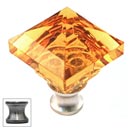 Cal Crystal [M995-AMBER-US15A] Crystal Cabinet Knob - Amber - Pyramid - Pewter Stem - 1 1/4" Sq.