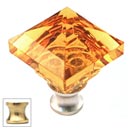 Cal Crystal [M995-AMBER-US3] Crystal Cabinet Knob - Amber - Pyramid - Polished Brass Stem - 1 1/4" Sq.