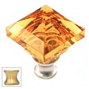 Cal Crystal [M995-AMBER-US4] Crystal Cabinet Knob - Amber - Pyramid - Satin Brass Stem - 1 1/4" Sq.