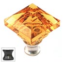 Cal Crystal [M995-AMBER-US5] Crystal Cabinet Knob - Amber - Pyramid - Antique Brass Stem - 1 1/4&quot; Sq.