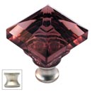 Cal Crystal [M995-AMETHYST-US15] Crystal Cabinet Knob - Amethyst - Pyramid - Satin Nickel Stem - 1 1/4&quot; Sq.
