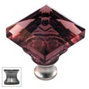 Cal Crystal [M995-AMETHYST-US15A] Crystal Cabinet Knob - Amethyst - Pyramid - Pewter Stem - 1 1/4" Sq.