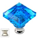 Cal Crystal [M995-AQUA-US15] Crystal Cabinet Knob - Aqua - Pyramid - Satin Nickel Stem - 1 1/4&quot; Sq.