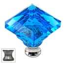 Cal Crystal [M995-AQUA-US15A] Crystal Cabinet Knob - Aqua - Pyramid - Pewter Stem - 1 1/4" Sq.