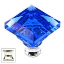 Cal Crystal [M995-BLUE-US14] Crystal Cabinet Knob - Blue - Pyramid - Polished Nickel Stem - 1 1/4" Sq.