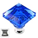 Cal Crystal [M995-BLUE-US15A] Crystal Cabinet Knob - Blue - Pyramid - Pewter Stem - 1 1/4" Sq.