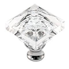 Cal Crystal [M995-US14] Crystal Cabinet Knob - Clear - Pyramid - Polished Nickel Stem - 1 1/4&quot; Sq.