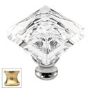 Cal Crystal [M995-US3] Crystal Cabinet Knob - Clear - Pyramid - Polished Brass Stem - 1 1/4" Sq.