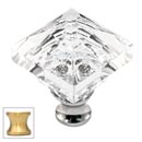 Cal Crystal [M995-US4] Crystal Cabinet Knob - Clear - Pyramid - Satin Brass Stem - 1 1/4" Sq.