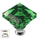 Cal Crystal [M995-GREEN-US14] Crystal Cabinet Knob - Green - Pyramid - Polished Nickel Stem - 1 1/4&quot; Sq.