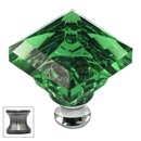 Cal Crystal [M995-GREEN-US15A] Crystal Cabinet Knob - Green - Pyramid - Pewter Stem - 1 1/4" Sq.