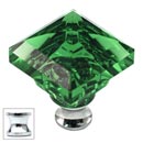 Cal Crystal [M995-GREEN-US26] Crystal Cabinet Knob - Green - Pyramid - Polished Chrome Stem - 1 1/4&quot; Sq.