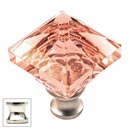 Cal Crystal [M995-PINK-US14] Crystal Cabinet Knob - Pink - Pyramid - Polished Nickel Stem - 1 1/4&quot; Sq.
