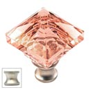 Cal Crystal [M995-PINK-US15] Crystal Cabinet Knob - Pink - Pyramid - Satin Nickel Stem - 1 1/4&quot; Sq.