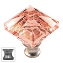 Cal Crystal [M995-PINK-US15A] Crystal Cabinet Knob - Pink - Pyramid - Pewter Stem - 1 1/4&quot; Sq.