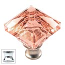 Cal Crystal [M995-PINK-US26] Crystal Cabinet Knob - Pink - Pyramid - Polished Chrome Stem - 1 1/4&quot; Sq.