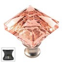 Cal Crystal [M995-PINK-US5] Crystal Cabinet Knob - Pink - Pyramid - Antique Brass Stem - 1 1/4&quot; Sq.