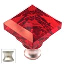 Cal Crystal [M995-RED-US15] Crystal Cabinet Knob - Red - Pyramid - Satin Nickel Stem - 1 1/4&quot; Sq.