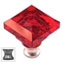 Cal Crystal [M995-RED-US15A] Crystal Cabinet Knob - Red - Pyramid - Pewter Stem - 1 1/4&quot; Sq.