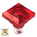 Cal Crystal [M995-RED-US3] Crystal Cabinet Knob - Red - Pyramid - Polished Brass Stem - 1 1/4&quot; Sq.
