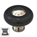 Cal Crystal [JDB-1-US15A] Marble Cabinet Knob - Black - Round w/ Ferrule - Pewter - 1 1/2&quot; Dia.