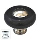 Cal Crystal [JDB-1-US26] Marble Cabinet Knob - Black - Round w/ Ferrule - Polished Chrome - 1 1/2&quot; Dia.