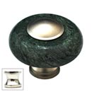 Cal Crystal [JDG-1-US14] Marble Cabinet Knob - Green - Round w/ Ferrule - Polished Nickel - 1 1/2" Dia.