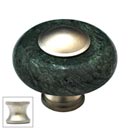 Cal Crystal [JDG-1-US15] Marble Cabinet Knob - Green - Round w/ Ferrule - Satin Nickel - 1 1/2&quot; Dia.