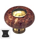 Cal Crystal [JDR-1-US10B] Marble Cabinet Knob - Red - Round w/ Ferrule - Oil Rubbed Bronze - 1 1/2" Dia.