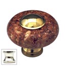 Cal Crystal [JDR-1-US14] Marble Cabinet Knob - Red - Round w/ Ferrule - Polished Nickel - 1 1/2&quot; Dia.