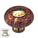 Cal Crystal [JDR-1-US15] Marble Cabinet Knob - Red - Round w/ Ferrule - Satin Nickel - 1 1/2&quot; Dia.