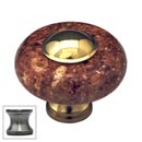 Cal Crystal [JDR-1-US15A] Marble Cabinet Knob - Red - Round w/ Ferrule - Pewter - 1 1/2" Dia.