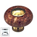Cal Crystal [JDR-1-US26] Marble Cabinet Knob - Red - Round w/ Ferrule - Polished Chrome - 1 1/2&quot; Dia.