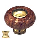 Cal Crystal [JDR-1-US3] Marble Cabinet Knob - Red - Round w/ Ferrule - Polished Brass - 1 1/2&quot; Dia.
