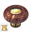 Cal Crystal [JDR-1-US4] Marble Cabinet Knob - Red - Round w/ Ferrule - Satin Brass - 1 1/2" Dia.