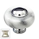 Cal Crystal [JDW-1-US15] Marble Cabinet Knob - White - Round w/ Ferrule - Satin Nickel - 1 1/2&quot; Dia.